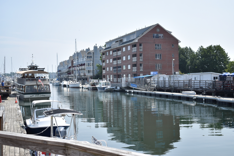 old port maine waterfront with boats